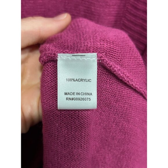 Birch NY NWT Womens Fuchsia Cowl Neck Pullover Sweater with Button Details SZ XL - Picture 6 of 10